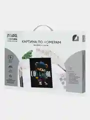 Картина по номерам на черном холсте Три совы "Медведь", c красками и кистями, 30х40 см