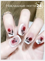 Накладные ногти короткие с дизайном форма Квадрат