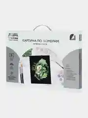 Картина по номерам на черном холсте ТРИ СОВЫ "Цветы", 30х40 см, c красками и кистями