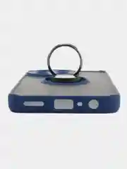 Синий чехол противоударный Realme 11 4G (Реалми 11 4 Джи), с металлической подставкой кольцом