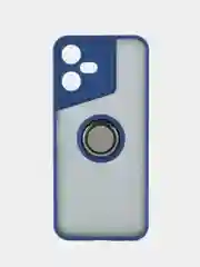 Синий чехол противоударный Tecno Pova Neo 3(Техно Пова Нео 3) с металлической подставкой кольцом