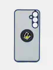 Синий чехол противоударный Samsung Galaxy A55 5G Самсунг А55, с металлической подставкой кольцом