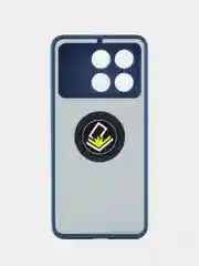 Синий чехол противоударный Xiaomi Poco X6 Pro (Поко Х6 Про), с металлической подставкой кольцом
