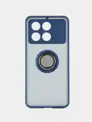 Синий чехол противоударный Xiaomi Poco X6 Pro (Поко Х6 Про), с металлической подставкой кольцом