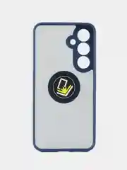 Синий чехол противоударный Samsung Galaxy S24+ Plus C24 Плюс с металлической подставкой кольцом