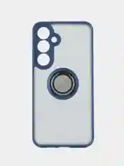 Синий чехол противоударный Samsung Galaxy S24+ Plus C24 Плюс с металлической подставкой кольцом