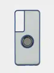 Синий чехол противоударный Realme C65 (Реалми С65), с металлической подставкой кольцом