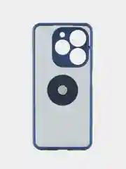 Синий чехол противоударный Tecno Spark 20/20C/Go 2024 с металлической подставкой кольцом