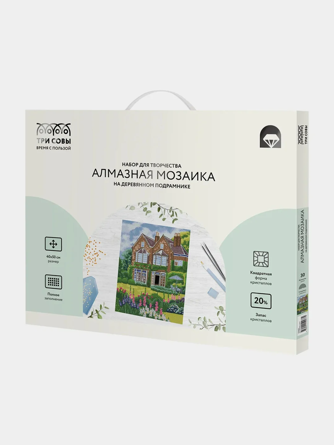 Алмазная мозаика ТРИ СОВЫ "Усадьба", 40х50 см, холст на деревянном подрамнике