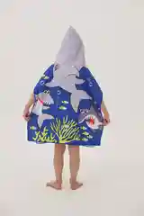 Халат, полотенце пончо детское пляжное банное с капюшоном, 60*120 см, микрофибра 100%, 1 шт
