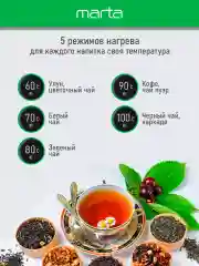 Белый чайник электрический MARTA MT-4622 стеклянный/электрочайник со съемным заварочным фильтром