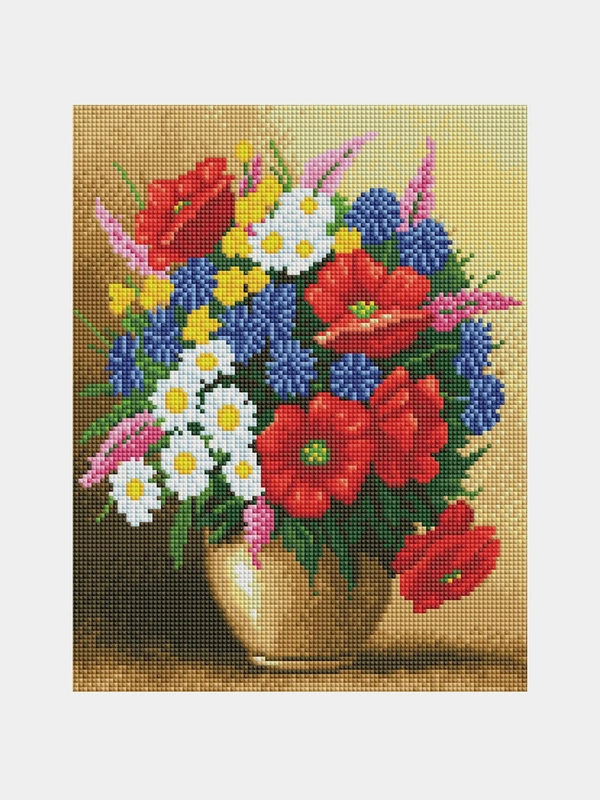 Алмазная мозаика ТРИ СОВЫ "Букет с маками", 30х40 см, холст