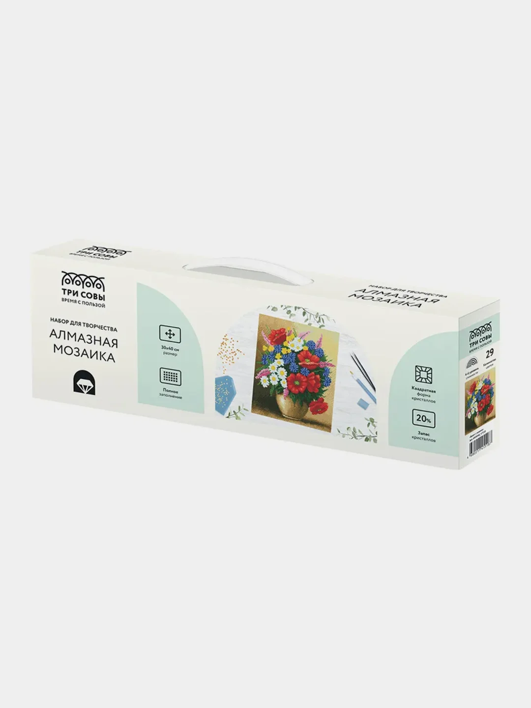 Алмазная мозаика ТРИ СОВЫ "Букет с маками", 30х40 см, холст