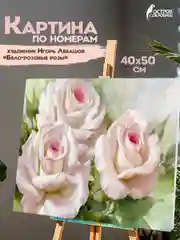 Картина по номерам Остров Сокровищ Бело-розовые розы, 663286, на холсте, подрамнике 40х50