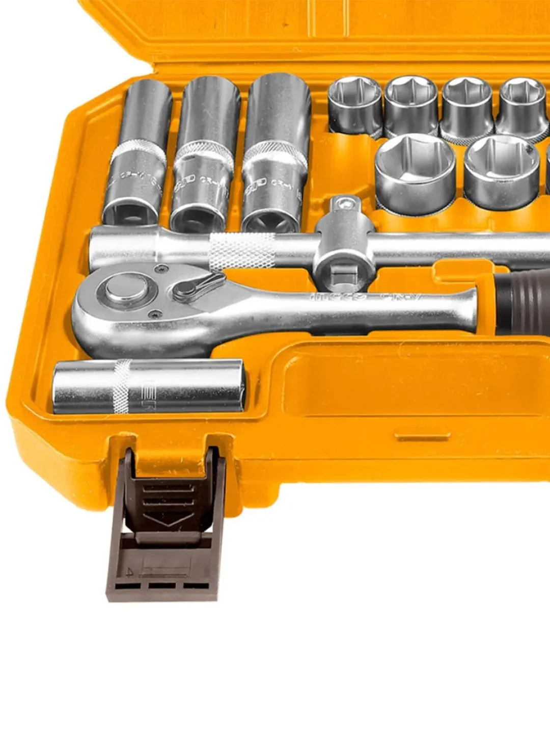 Трещотка с набором головок INGCO HKTS12201, 10-24 мм, 1/2"