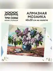 Алмазная мозаика ТРИ СОВЫ "Букет сирени", 40х50 см, холст