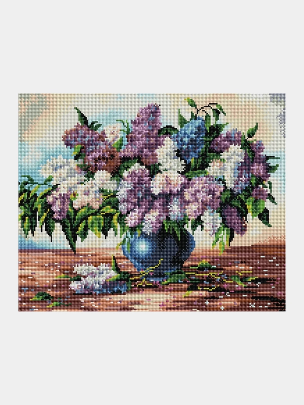 Алмазная мозаика ТРИ СОВЫ "Букет сирени", 40х50 см, холст