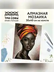 Алмазная мозаика ТРИ СОВЫ "Африканская женщина", 30х40 см, холст