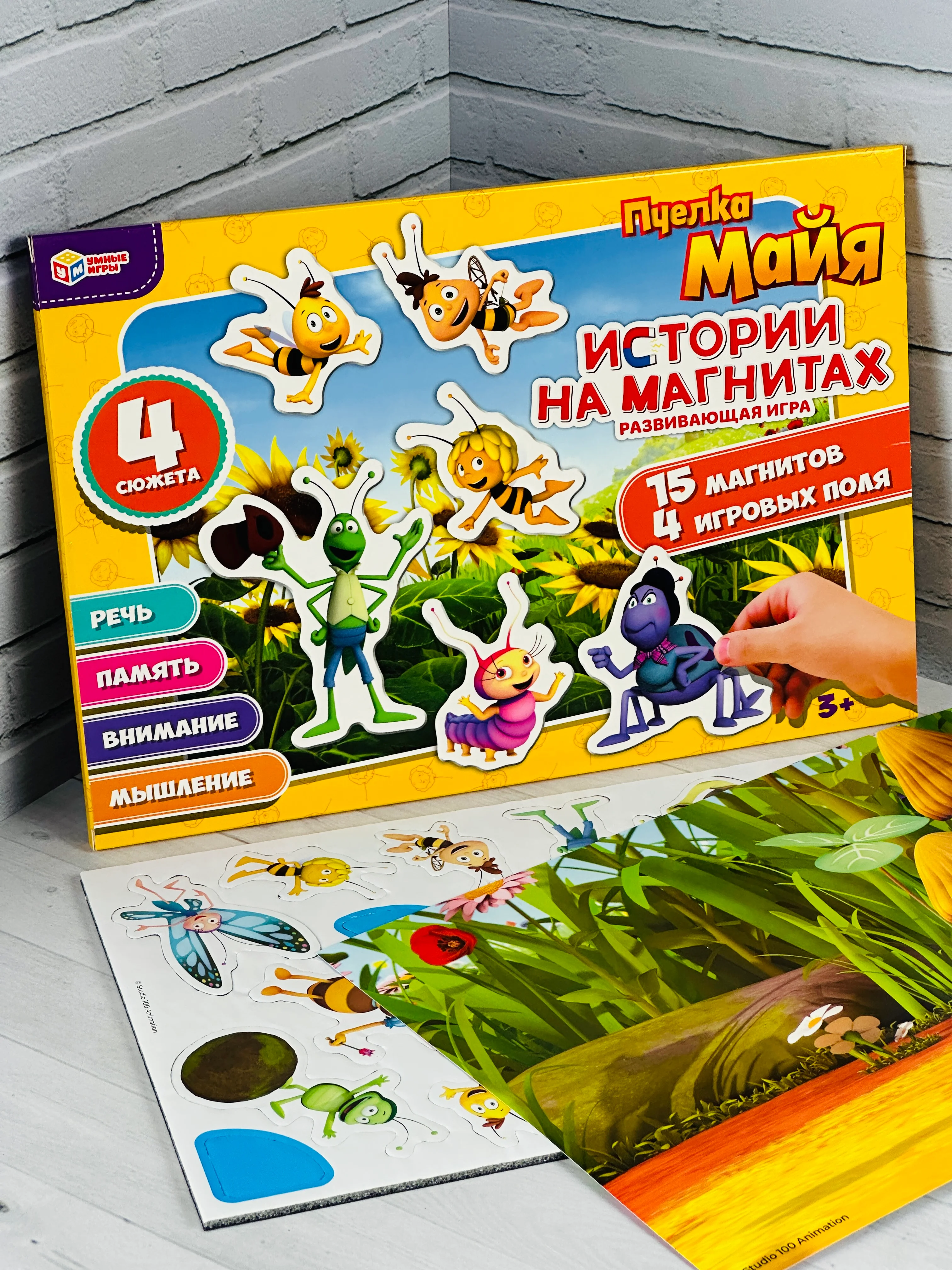 Развивающая детская игра на магнитах для малышей Пчелка майя насекомые герои из мультика