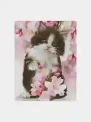 Алмазная мозаика Три совы "Котенок в цветах", холст, 30х40 см