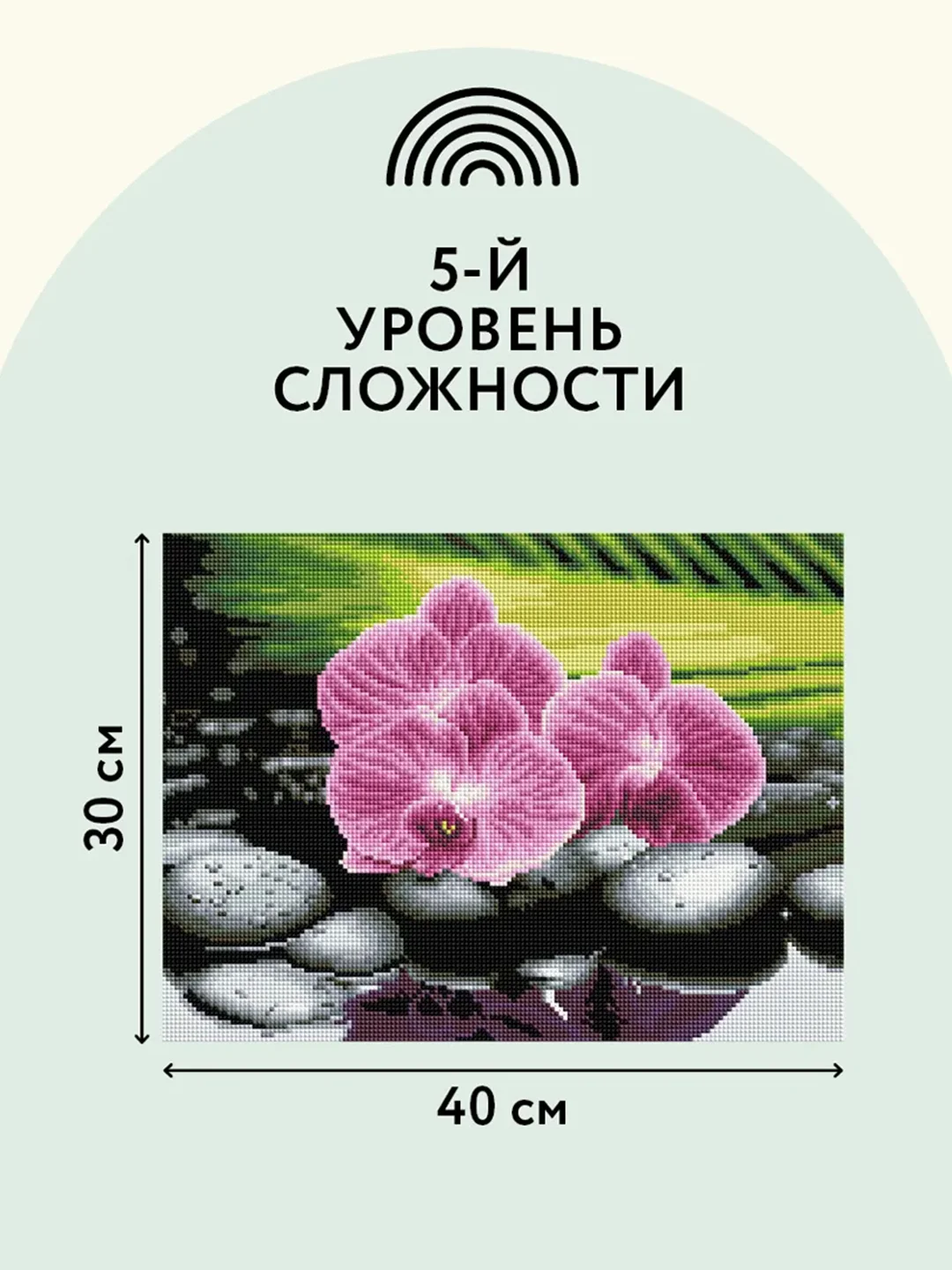 Алмазная мозаика Три совы "Орхидеи на камнях", холст, 30х40 см