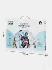 Картина по номерам Три совы "Яркий французский бульдог", с красками и кистями, 40х50 см