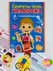 Развивающая книжка с наклейками для мылышей Наклейки Секреты тела человека 16 стр анатомия