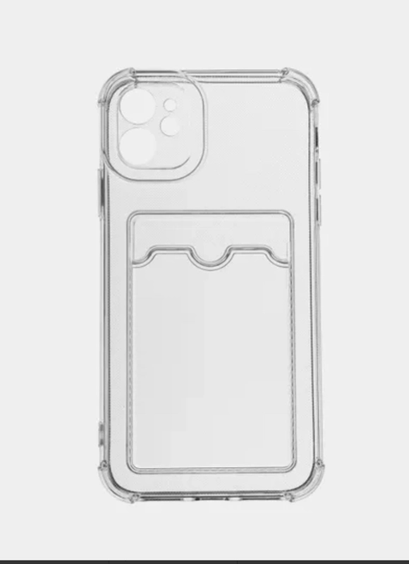 Чехол iPhone 15/14/13/12/11/Pro/Max/Plus/Mini/XR/Xs/6/8/7SE с карманом для карт прозрачный
