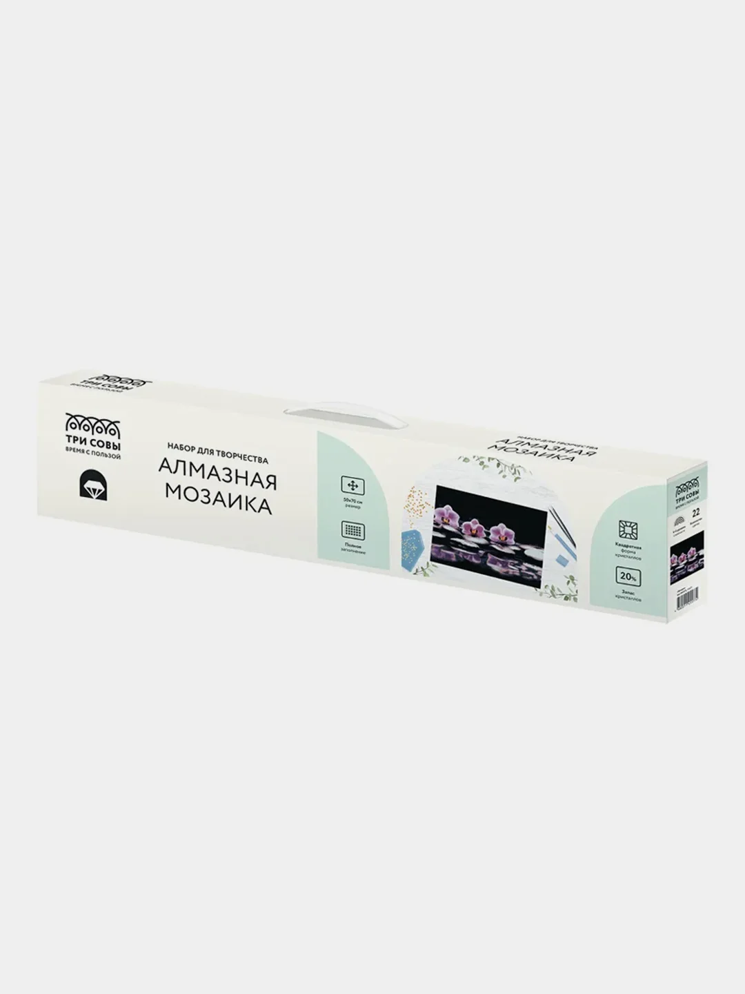 Алмазная мозаика Три совы "Орхидеи", холст, 50х70 см
