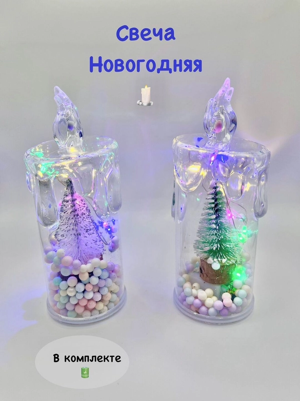 Свеча новогодняя, свечки рождественские, свечи на батарейках, новогодний декор, свеча ночник