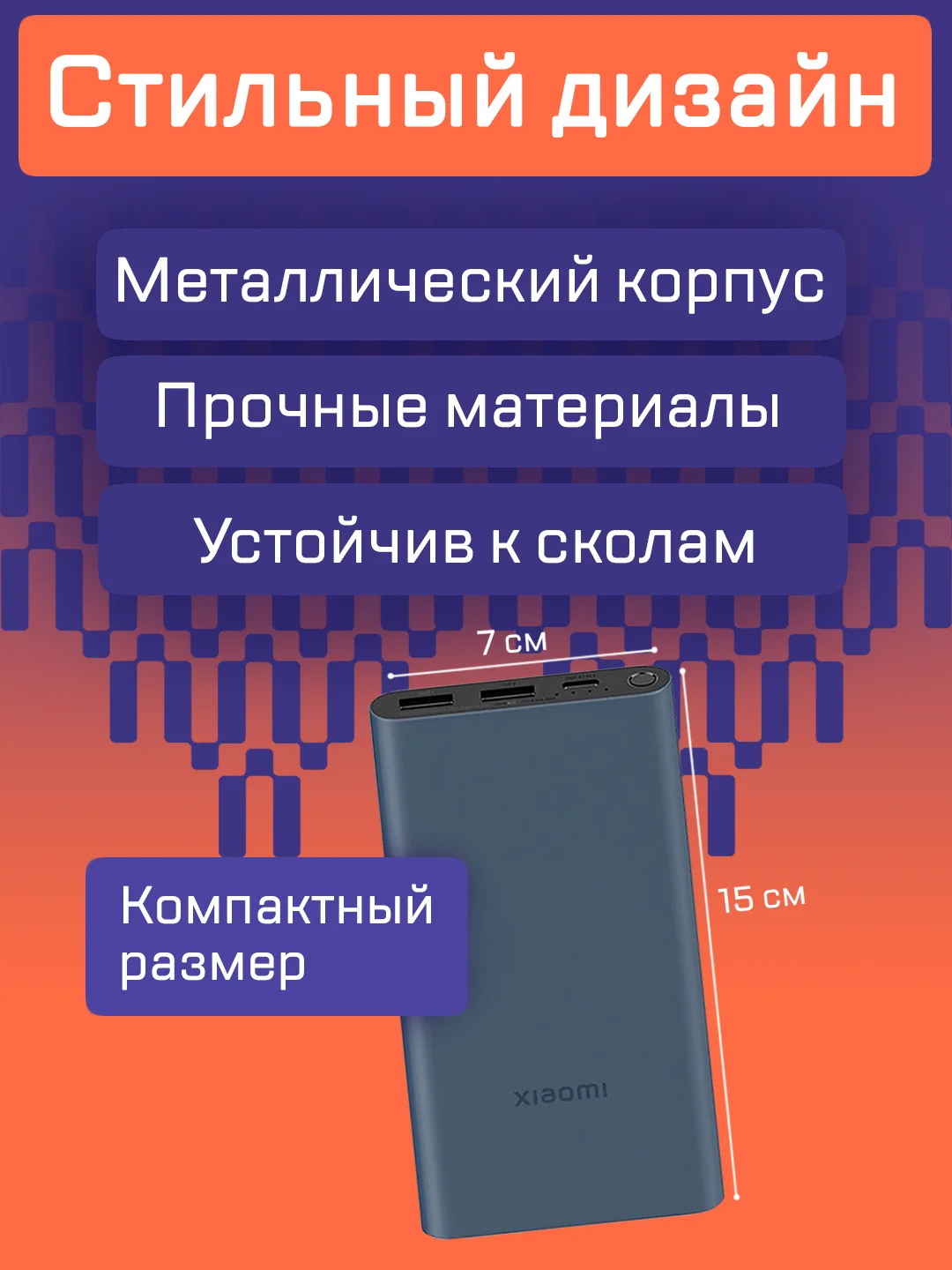 Темно-синий внешний аккумулятор Xiaomi Power Bank 3 10000 mah 22.5W 2022, PB100DZM