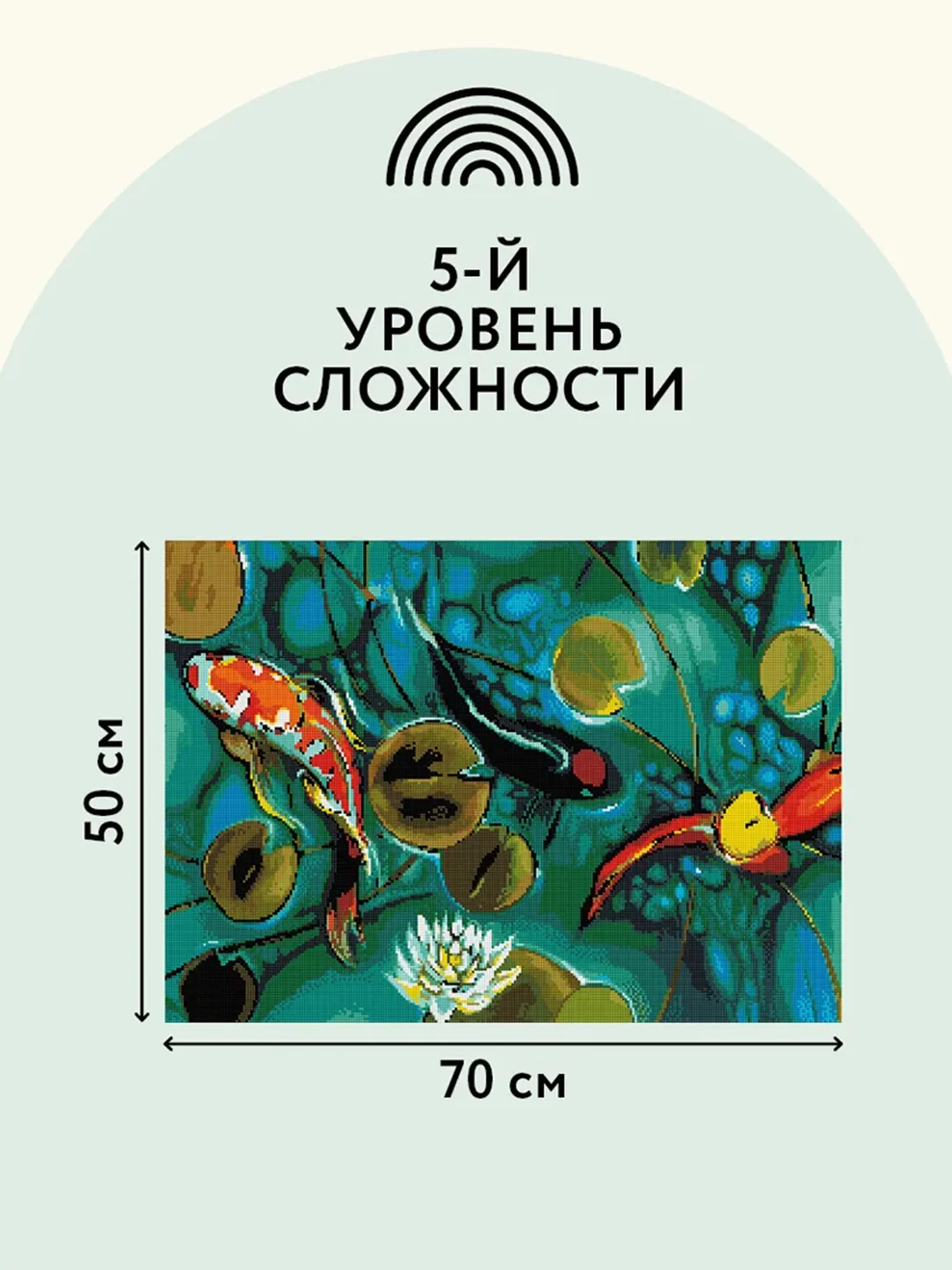 Алмазная мозаика ТРИ СОВЫ "Японские карпы", холст, 50х70 см
