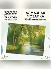 Алмазная мозаика ТРИ СОВЫ "Плачущая ива", холст, 40х50 см