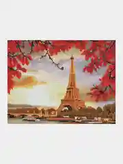 Алмазная мозаика Три совы "Париж", холст, картонная коробка с пластиковой ручкой, 30х40 см