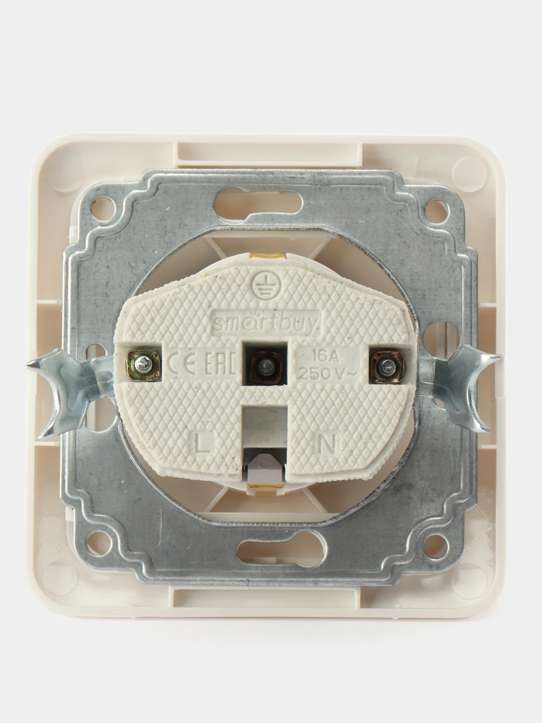Розетка Smartbuy SBE-02w-16-S1-Z-c, 1 гнездо, 16А, с заземлением, белая