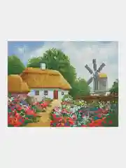 Алмазная мозаика ТРИ СОВЫ "Хутор", 30х40 см, холст, картонная коробка с пластиковой ручкой