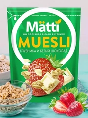 Мюсли MATTI Клубника и белый шоколад, 250 г