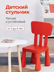 Детский стул  Мамонт (IKEA), стульчик пластиковый со спинкой, синий