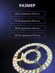 Сменный модуль светодиодный для потолочного светильника 3 color, плата 48/72/96/120 Вт