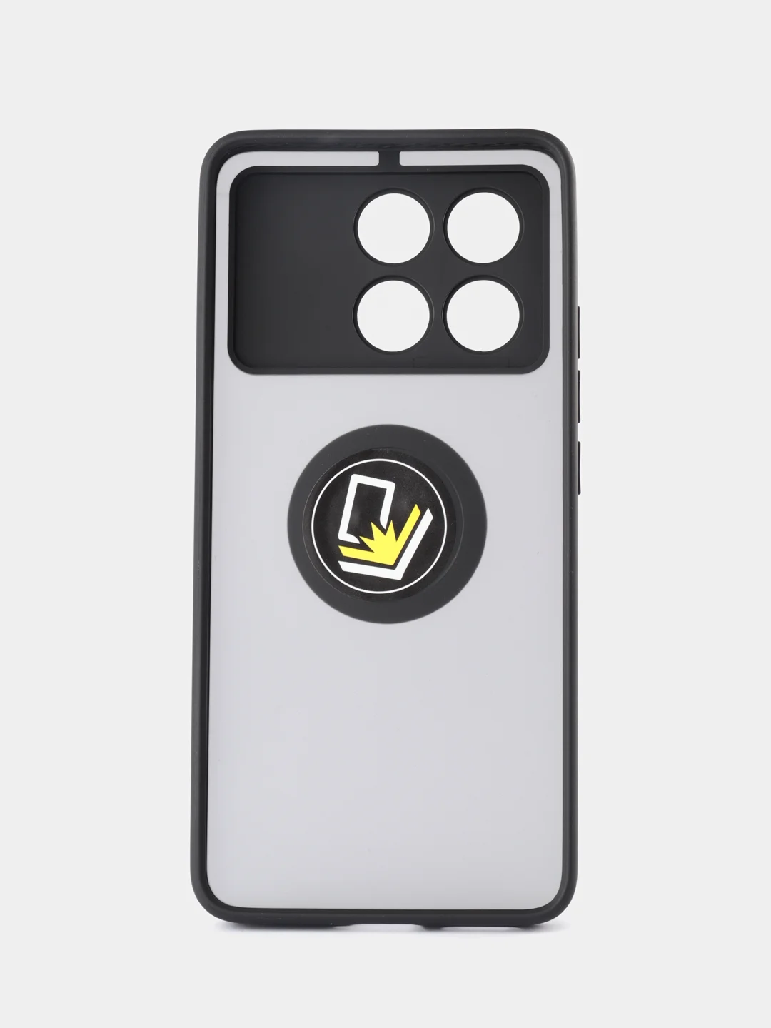 Черный чехол противоударный Xiaomi Poco X6 Pro (Поко Х6 Про), с металлической подставкой кольцом