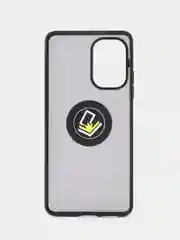 Черный чехол противоударный Xiaomi Redmi Note 12 Turbo/Poco F5 с металлической подставкой кольцом