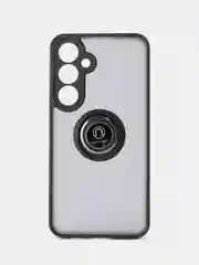 Черный чехол противоударный Samsung Galaxy S24+ Plus C24 Плюс с металлической подставкой кольцом