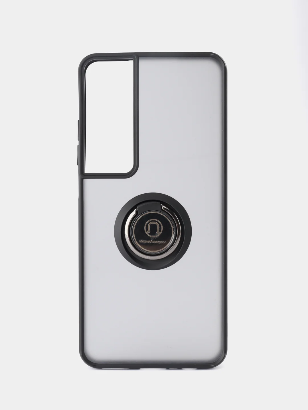 Черный чехол противоударный Realme C65 (Реалми С65), с металлической подставкой кольцом
