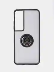 Черный чехол противоударный Realme C65 (Реалми С65), с металлической подставкой кольцом