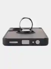 Черный чехол противоударный Tecno Pova 5 Pro Техно Пова 5 Про, с металлической подставкой кольцом