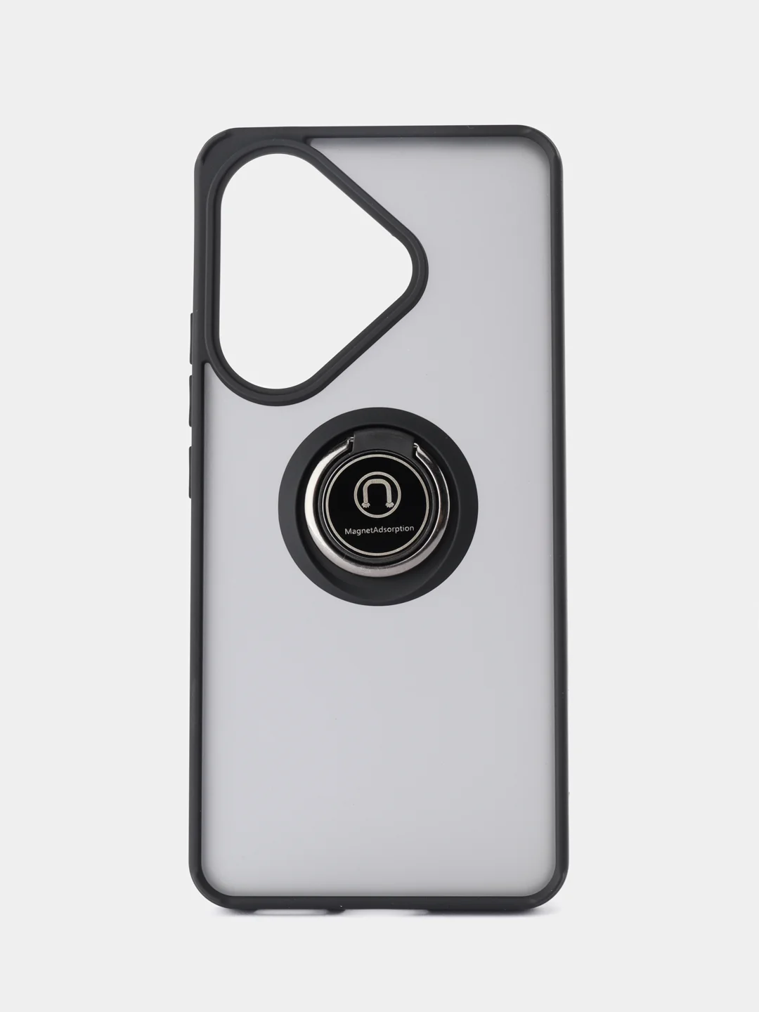 Черный чехол противоударный Xiaomi POCO F6 (Сяоми Поко Ф6), с металлической подставкой кольцом