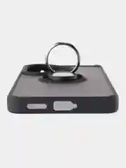 Черный чехол противоударный Xiaomi POCO F6 (Сяоми Поко Ф6), с металлической подставкой кольцом