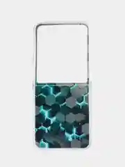 Бирюзовый чехол на Xiaomi Mix Flip / Сяоми Микс Флип прозрачный, с принтом, защита камеры