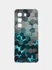 Бирюзовый чехол на Infinix Hot 50 4G / Инфиникс Хот 50 4G прозрачный, с принтом, защита камеры