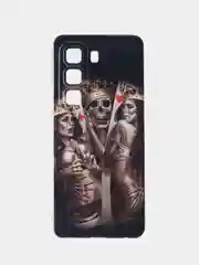 Оливковый чехол на Infinix Hot 50 4G / Инфиникс Хот 50 4G прозрачный, с принтом, защита камеры